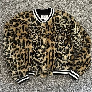 Leopard faux fur jacket size M